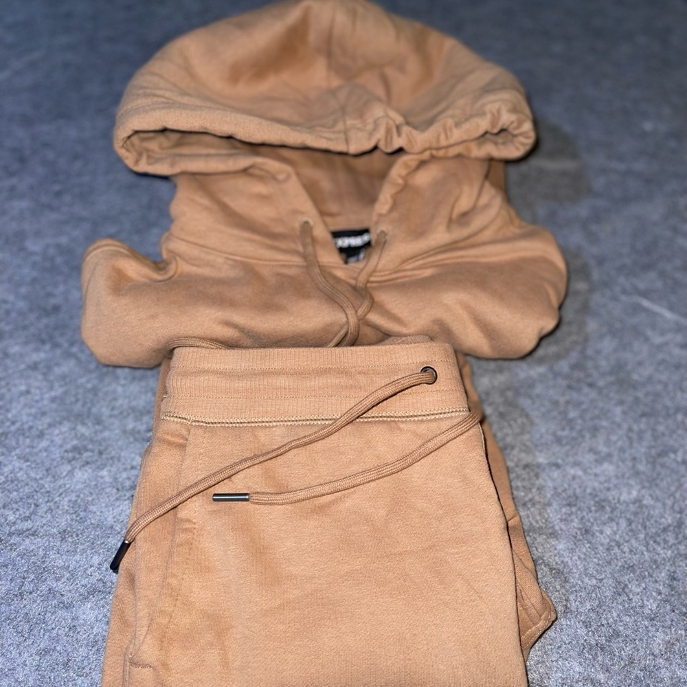 Express Tan Hoodie & Jogger Set XS |Neutral Cozy Loungewear Athleisure Two-Piece